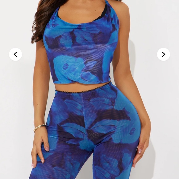 Angela Floral Mesh Pant Set - Picture 3 of 4